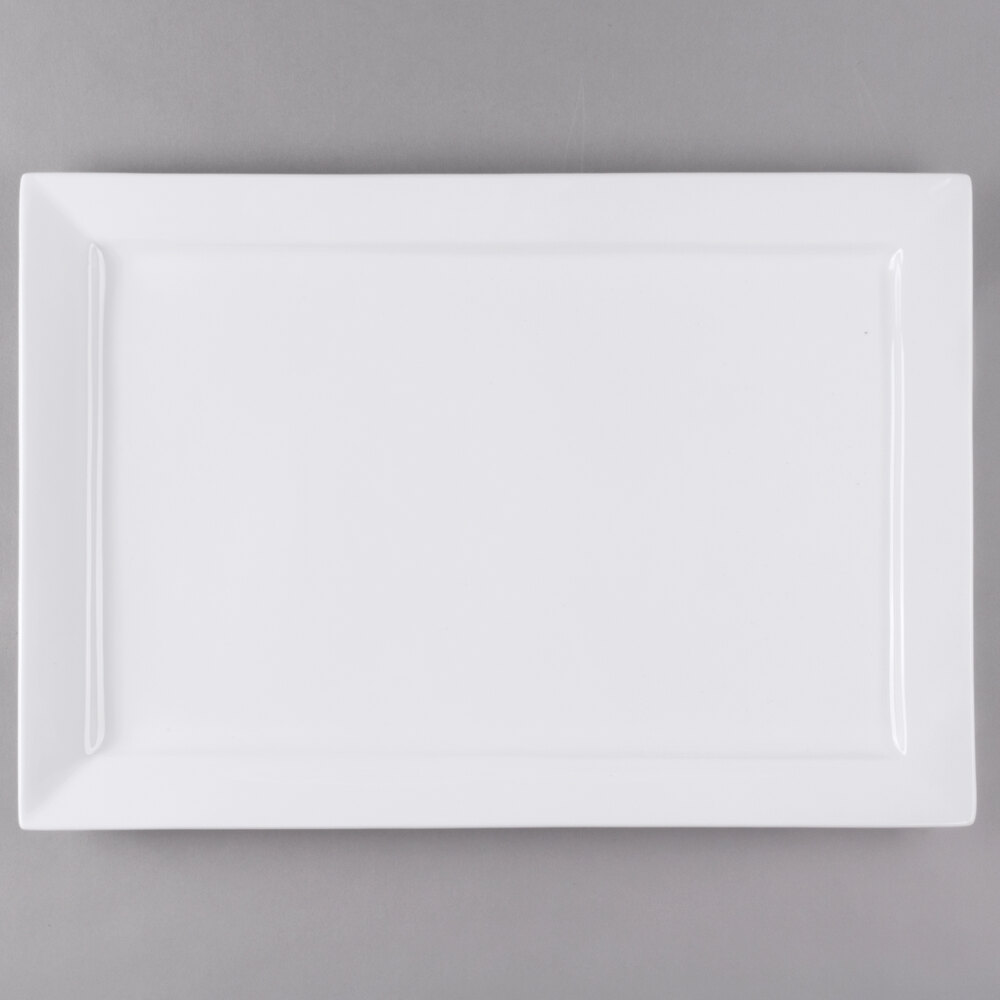 10 Strawberry Street WTR-22-15REC Whittier 21 3/4" x 14 3/4" White Porcelain Rectangular Platter - 4/Case