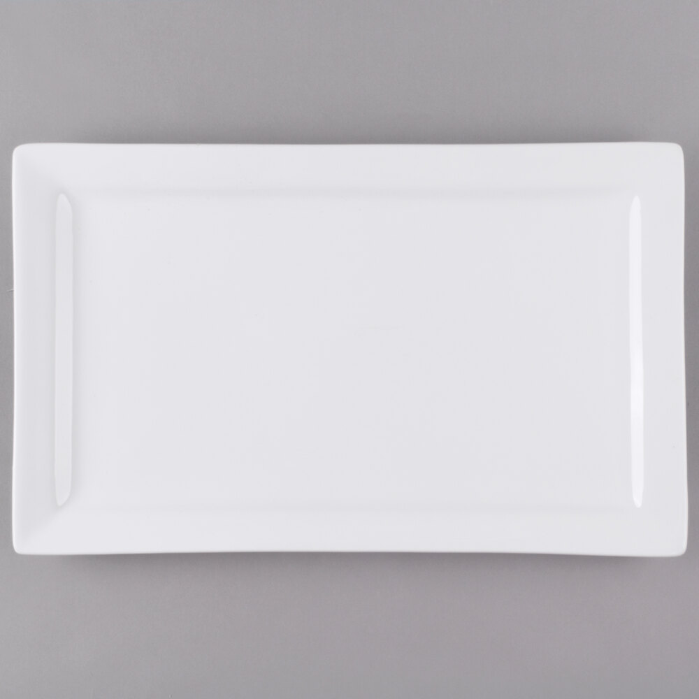 10 Strawberry Street WTR-17-11REC Whittier 17 3/4" x 10 5/8" White Rectangular Porcelain Platter - 6/Case