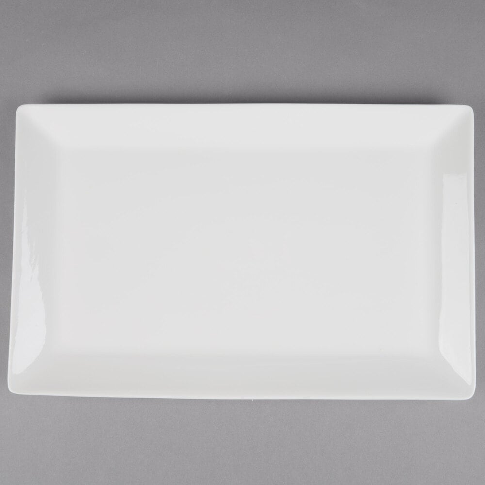 10 Strawberry Street WEL-15REC Whittier Elite 9 3/8" x 14 3/4" White Rectangular Porcelain Plate - 12/Case