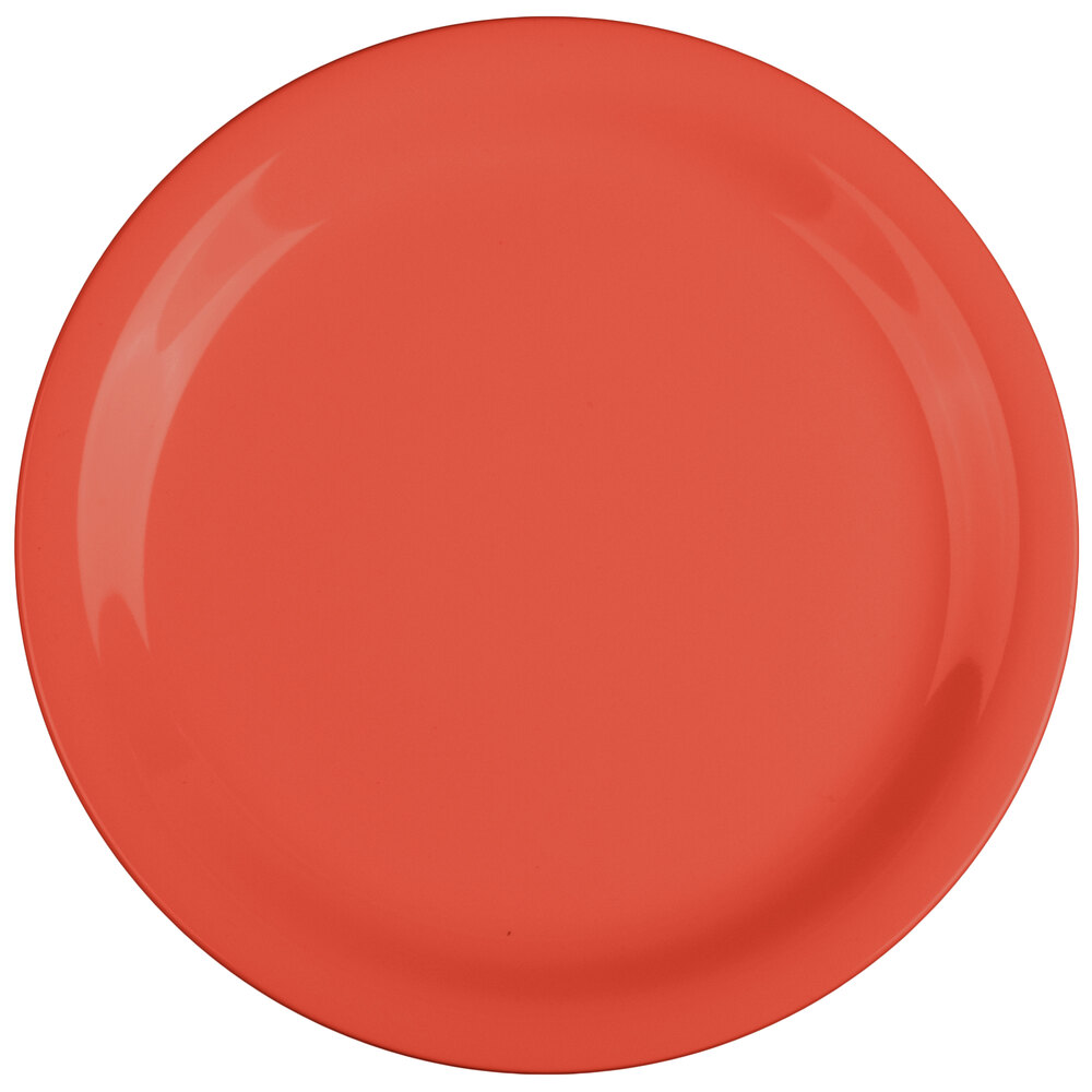 GET NP-7-RO Diamond Mardi Gras 7 1/4" Rio Orange Narrow Rim Round Melamine Plate - 48/Case