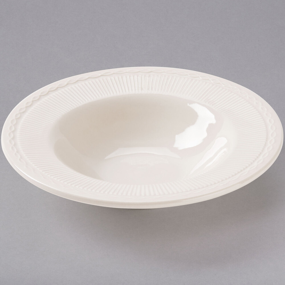 5.5 oz. Ivory (American White) Embossed Rim China Grapefruit Bowl / Dish - 36/Case