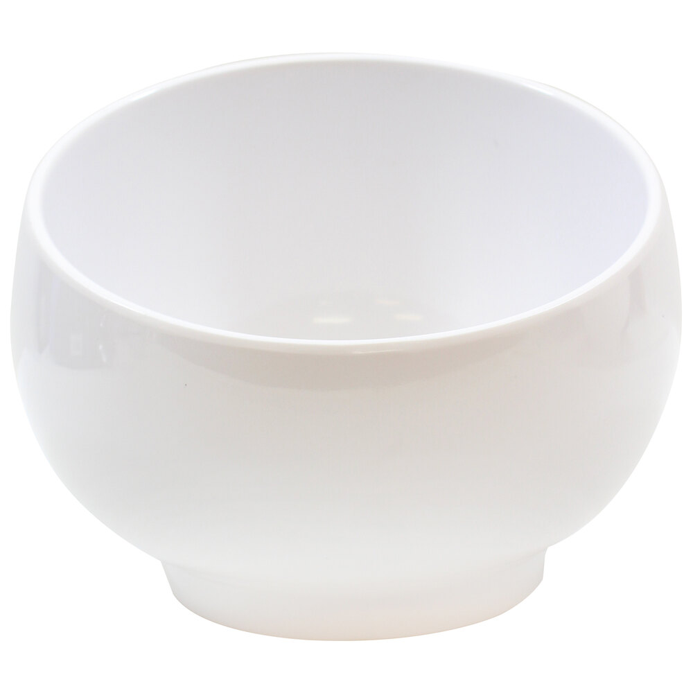 Tablecraft MBS6 Frostone 32 oz. White Slanted Melamine Bowl with Base