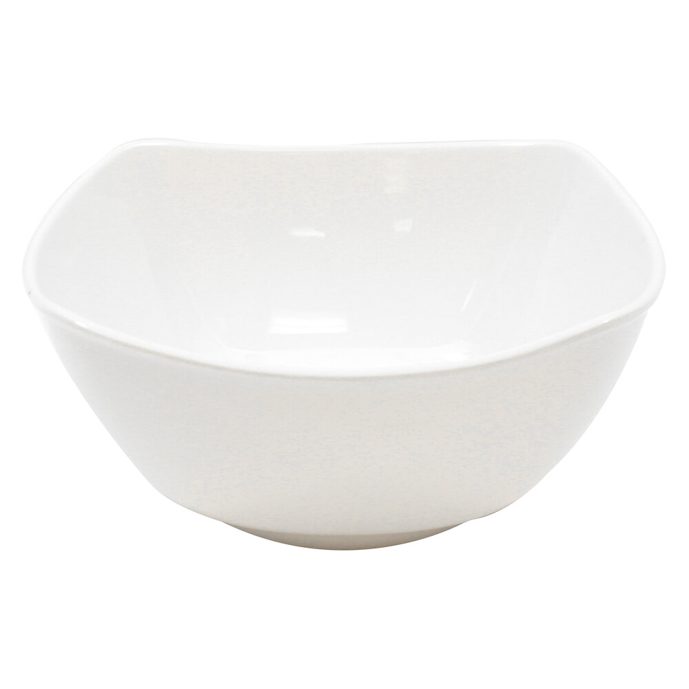 Tablecraft WB13 Frostone 6.75 Qt. White Square Wavy Melamine Bowl