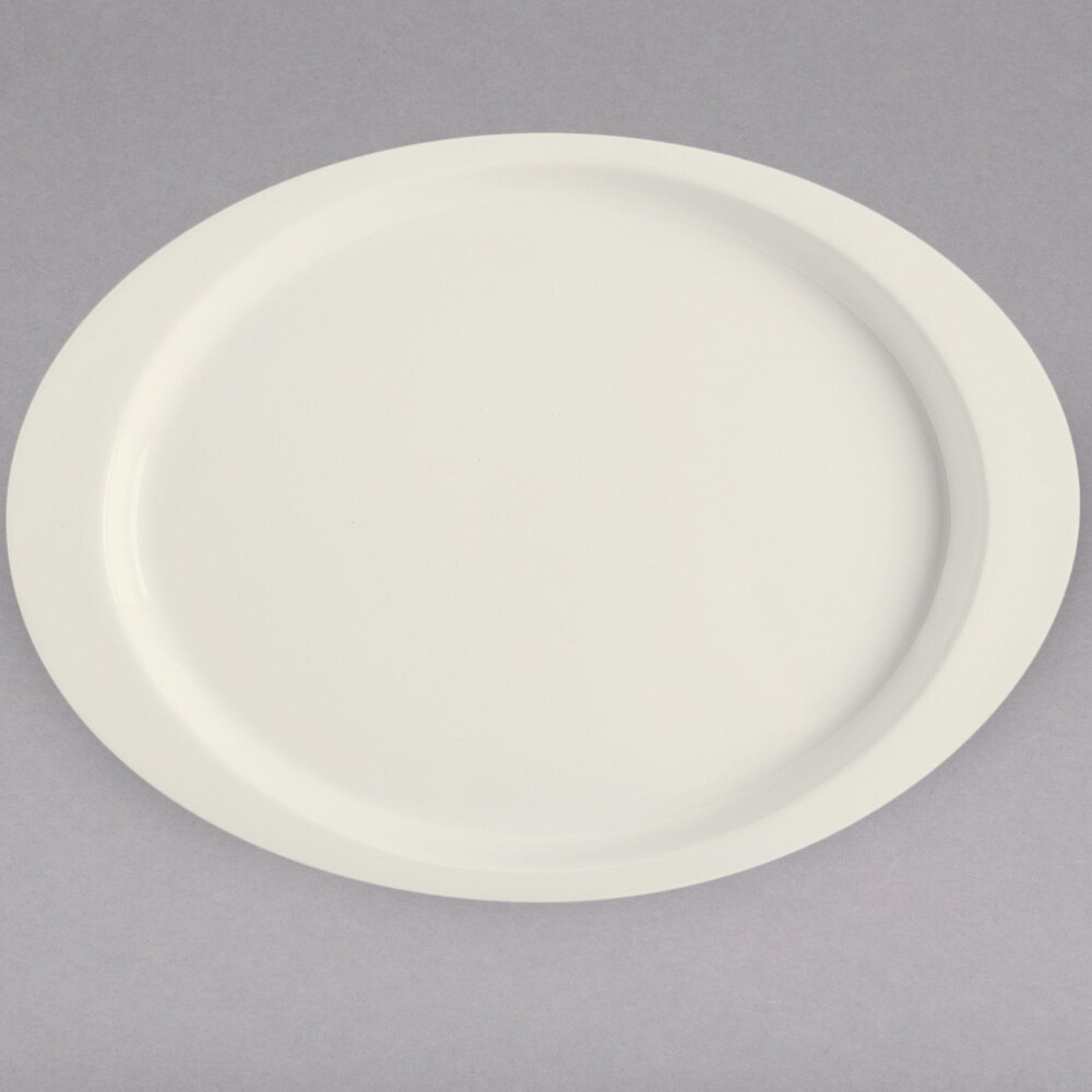GET OP-145-DI Diamond Ivory 14 3/4" Oval Platter - 12/Case