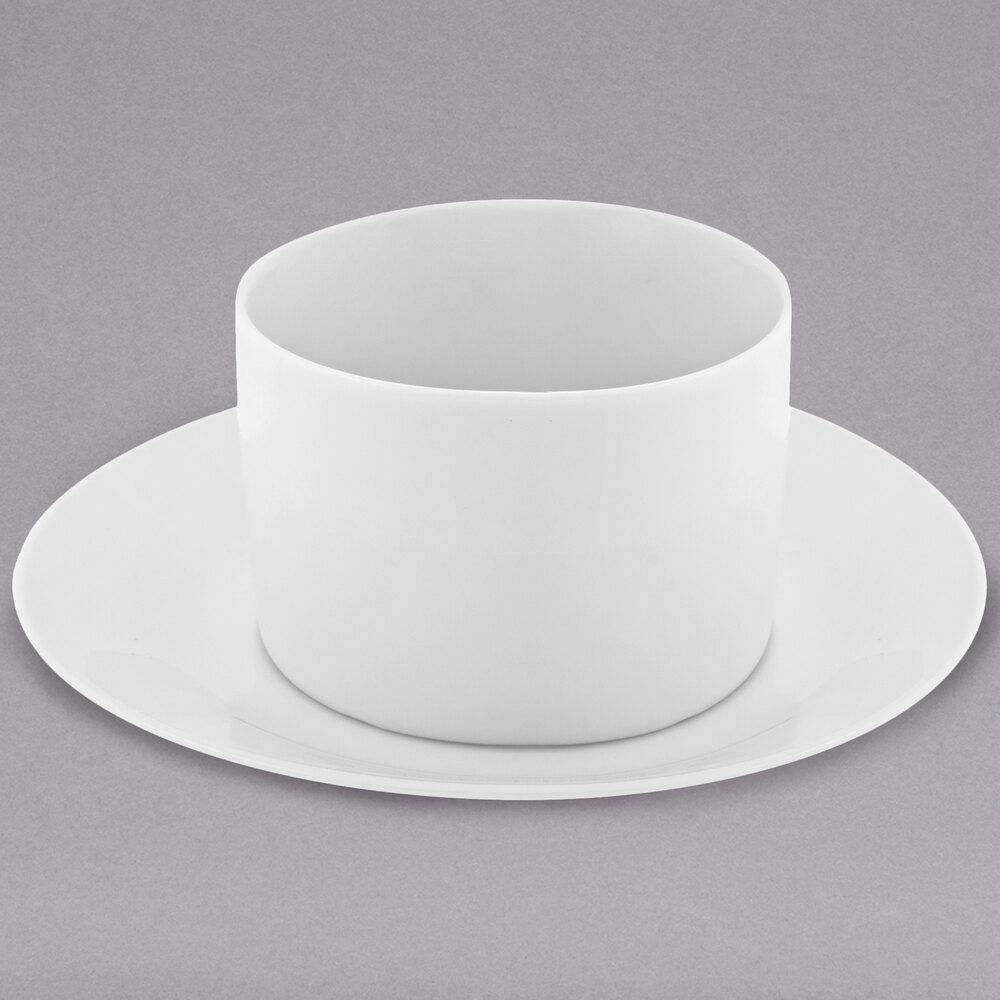 10 Strawberry Street RW0009NOHANDLESAUCER Royal White 8 oz. Porcelain Round Can Cup with Saucer - 24/Case