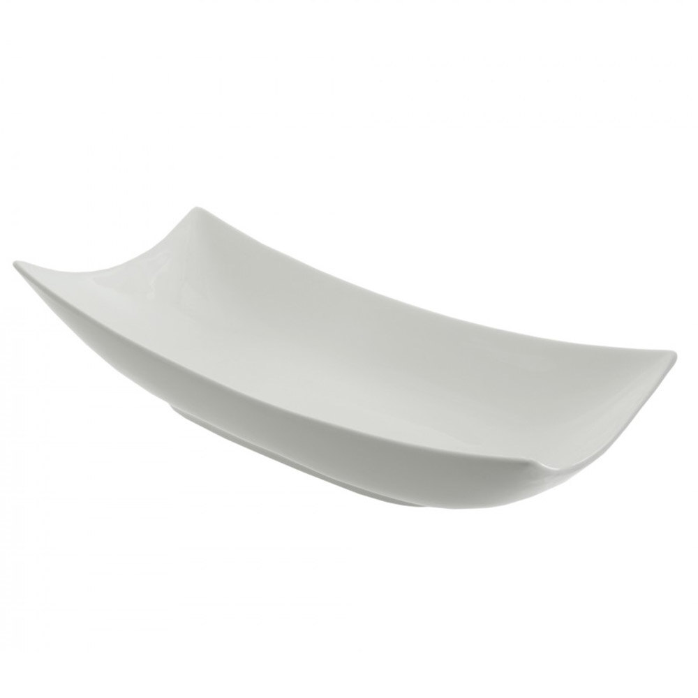 10 Strawberry Street OSLO-21CPPLTR Oslo 21" x 10 3/8" White Porcelain Rolled Coupe Platter - 4/Case
