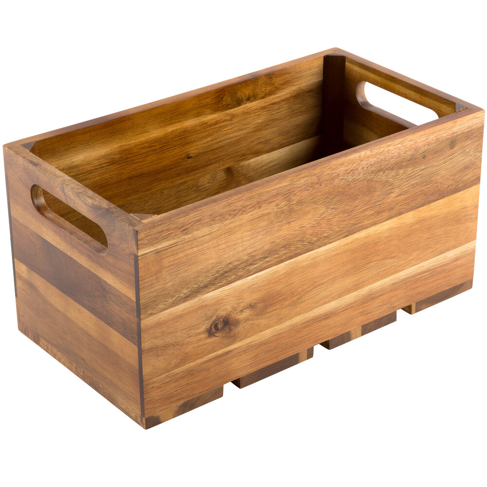 Tablecraft CRATE136 Third Size, 6" Deep Acacia Wood Serving and Display Crate