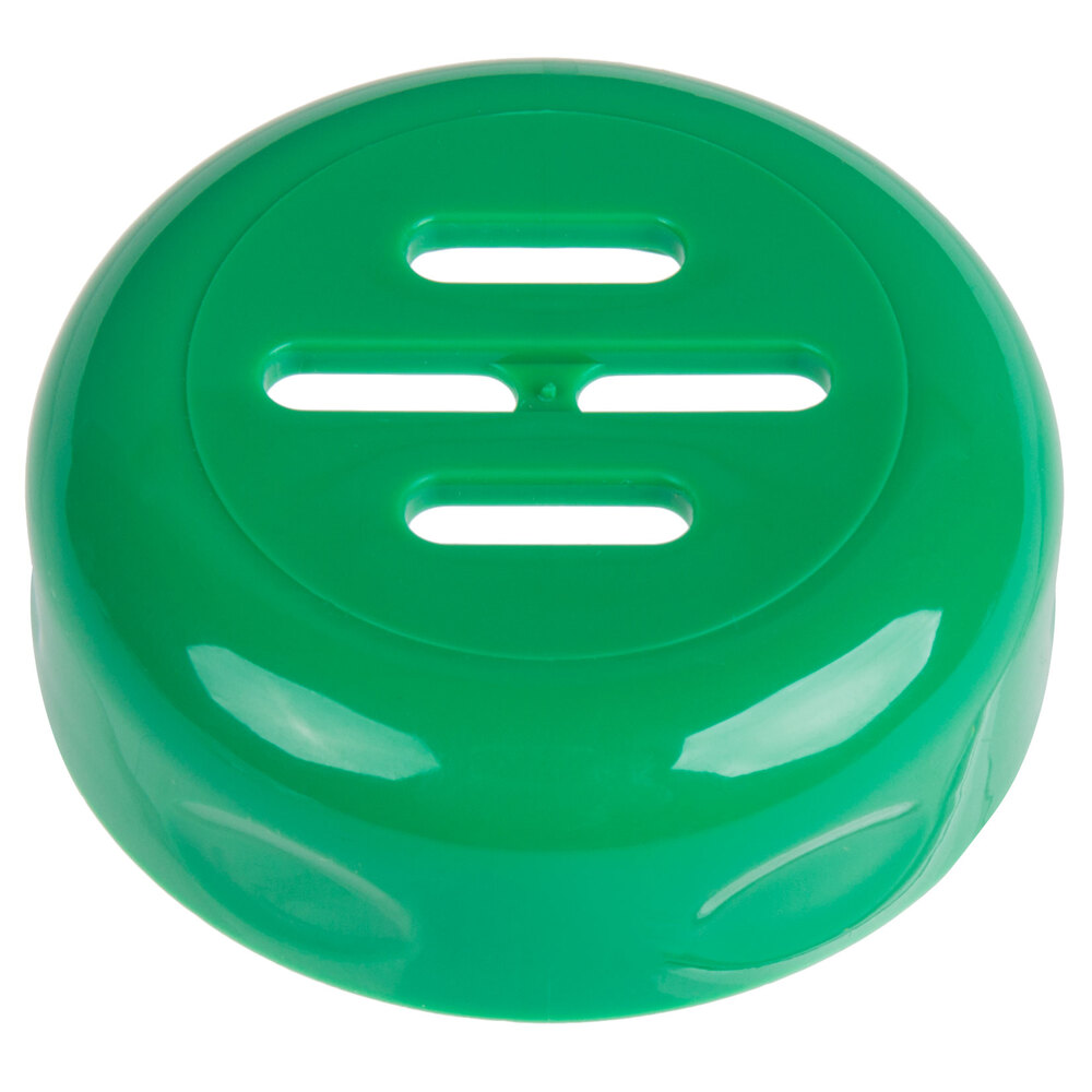 Tablecraft C260SLTGR Green Plastic Slotted Shaker Top - 12/Pack