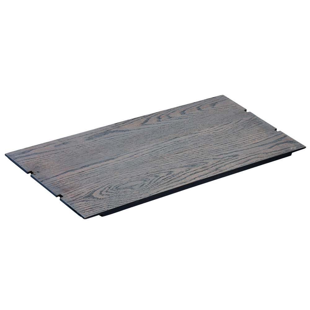 Cal-Mil 3826-1132-83 Ashwood Gray Oak Wood Notched Rectangular Riser Shelf - 11" x 32" x 1/2"