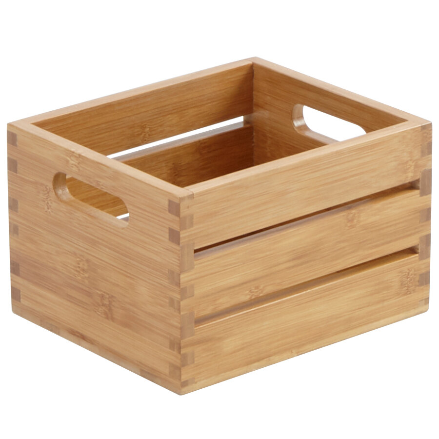 American Metalcraft WCBA7 Bamboo Wood Caddy - 7 1/2" x 6 1/4" x 4 3/4"