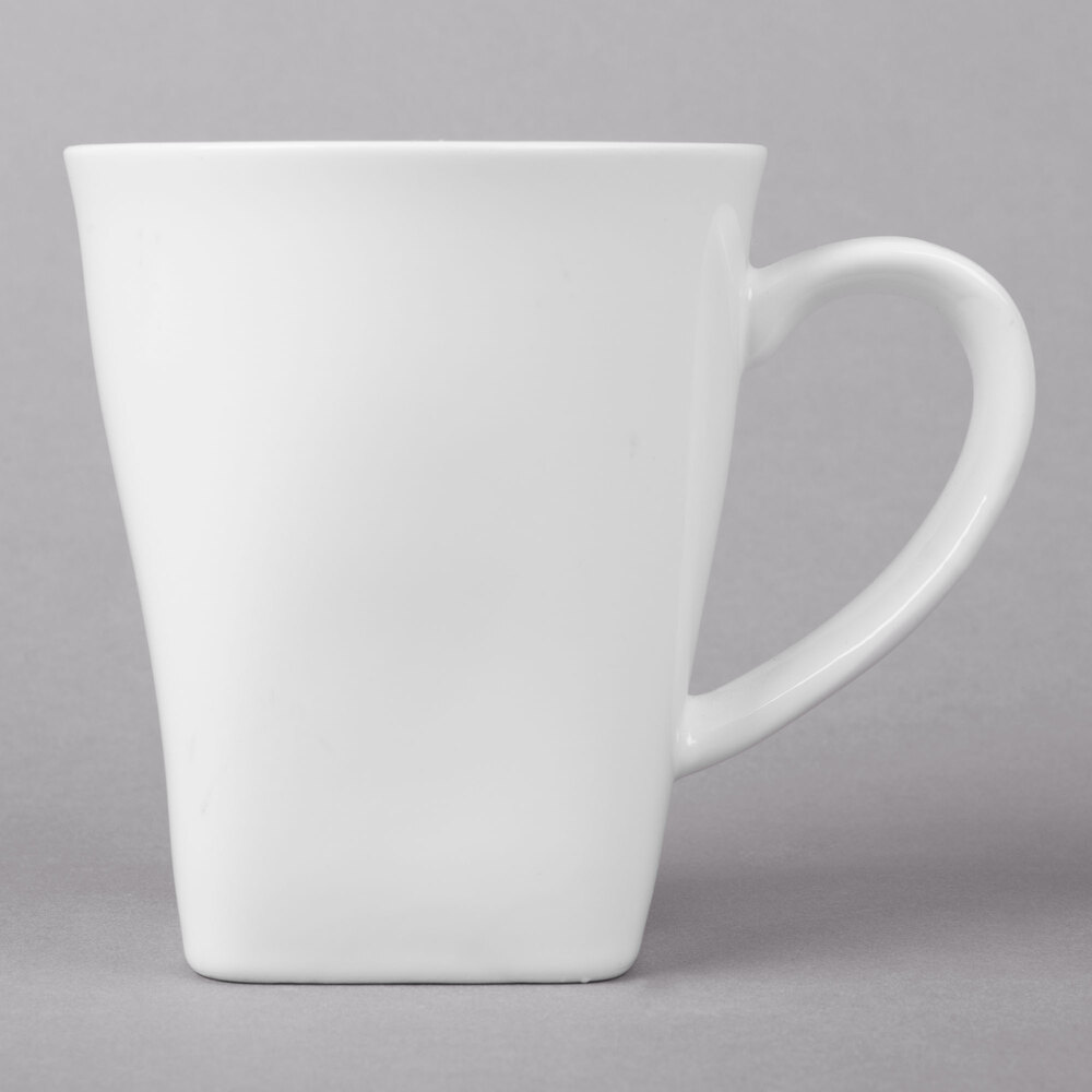 10 Strawberry Street WTR-SQMUG Whittier 8 oz. White Square Porcelain Mug - 24/Case