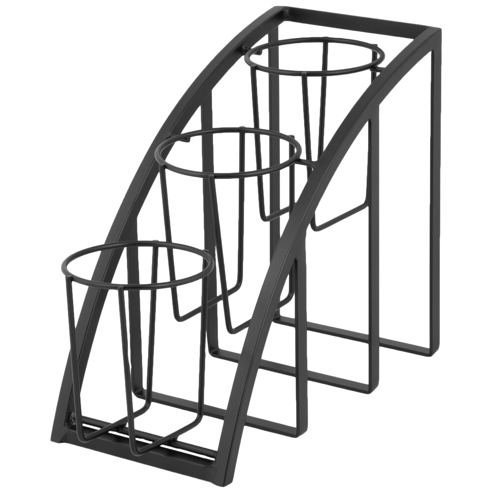 Cal-Mil 1746-3-13 Mission Black Steel 3-Cylinder Vertical Flatware / Condiment Display