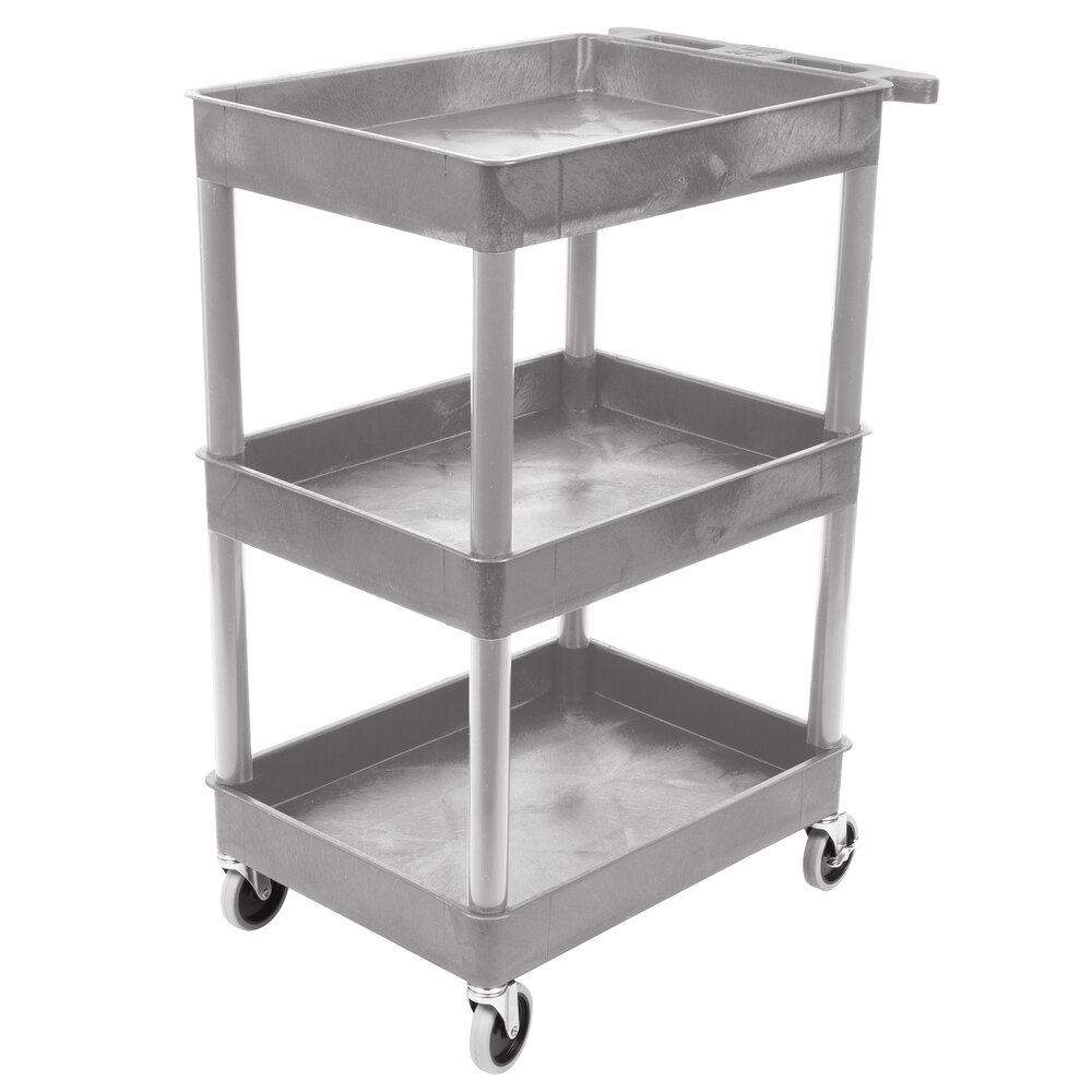 Luxor STC111-G Gray 3 Tub Utility Cart - 18" x 24" x 38 1/2"