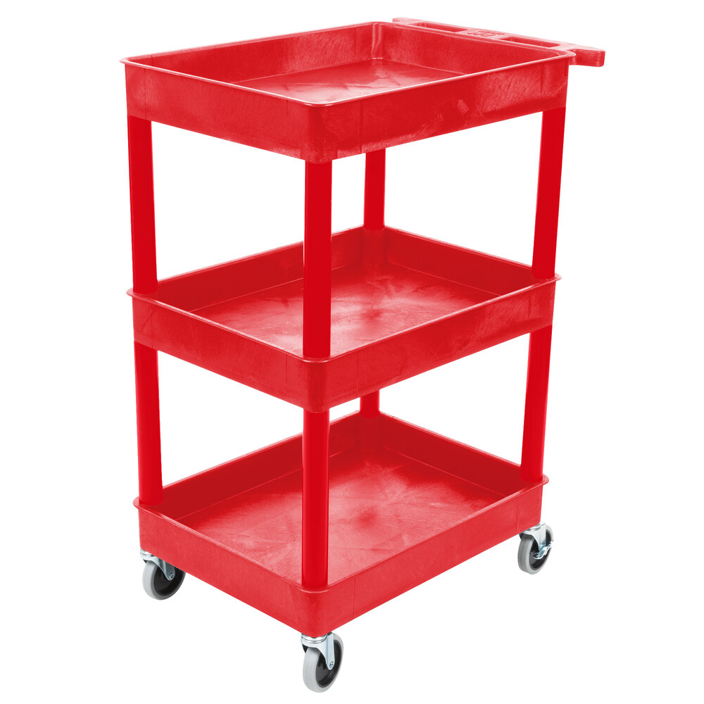 Luxor RDSTC111RD Red 3 Tub Utility Cart - 18" x 24" x 38 1/2"