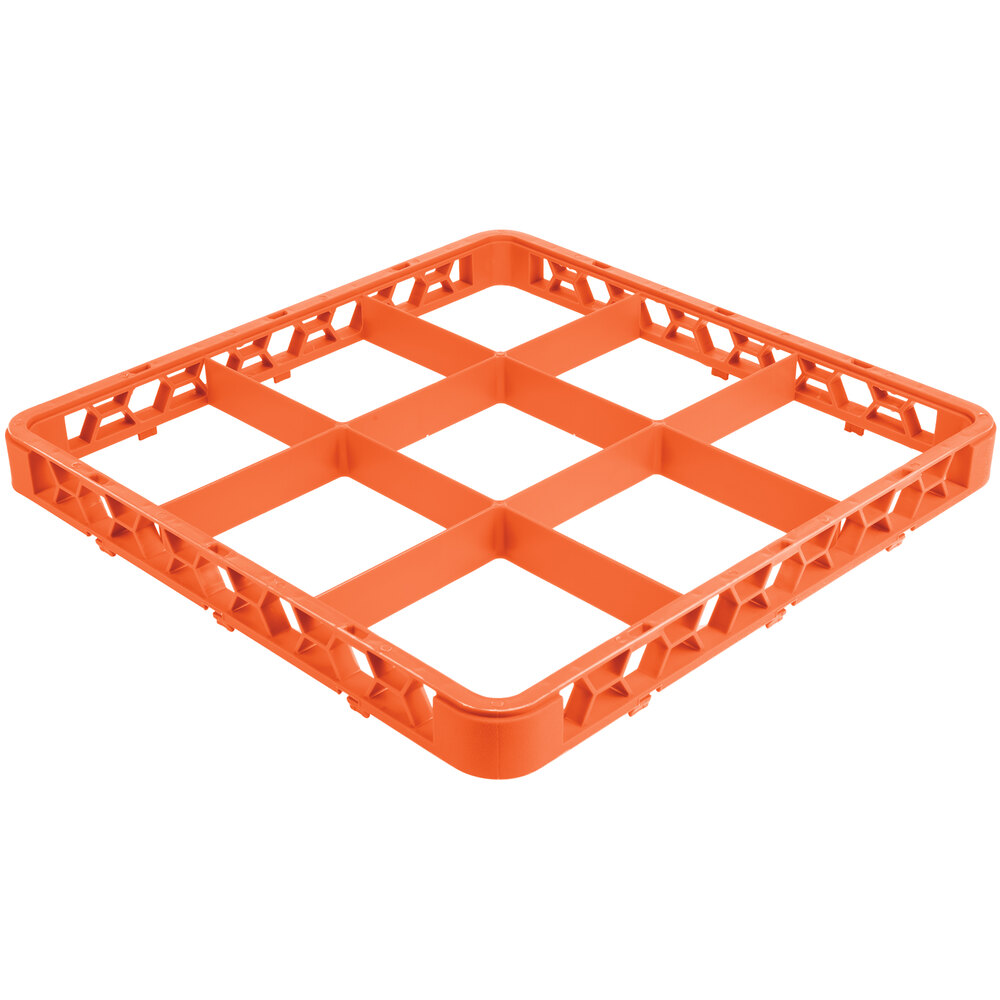 Carlisle RE9C24 OptiClean 9 Compartment Orange Color-Coded Glass Rack Extender