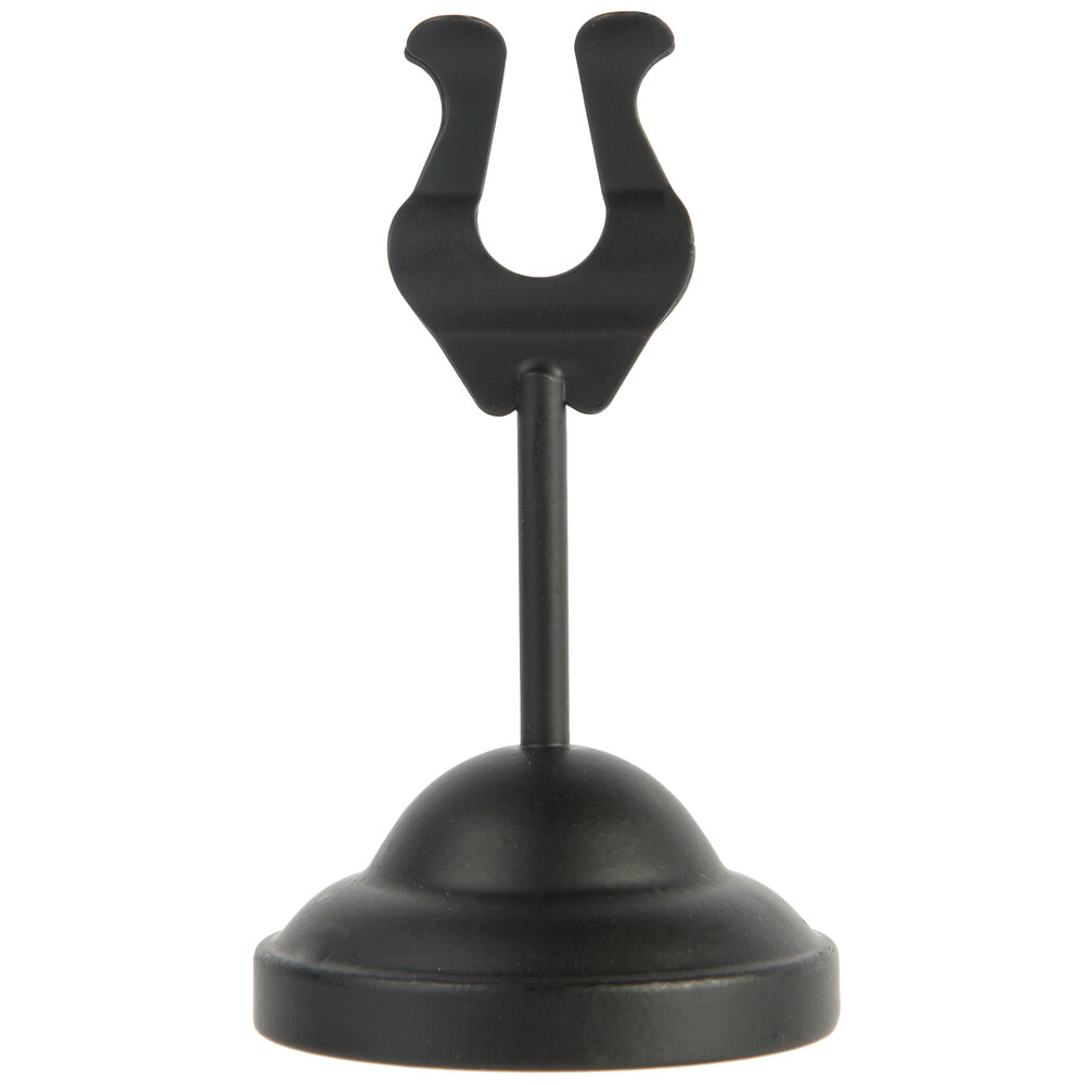 American Metalcraft HPBL4 4" Black Harp Card Holder with Weighted Base