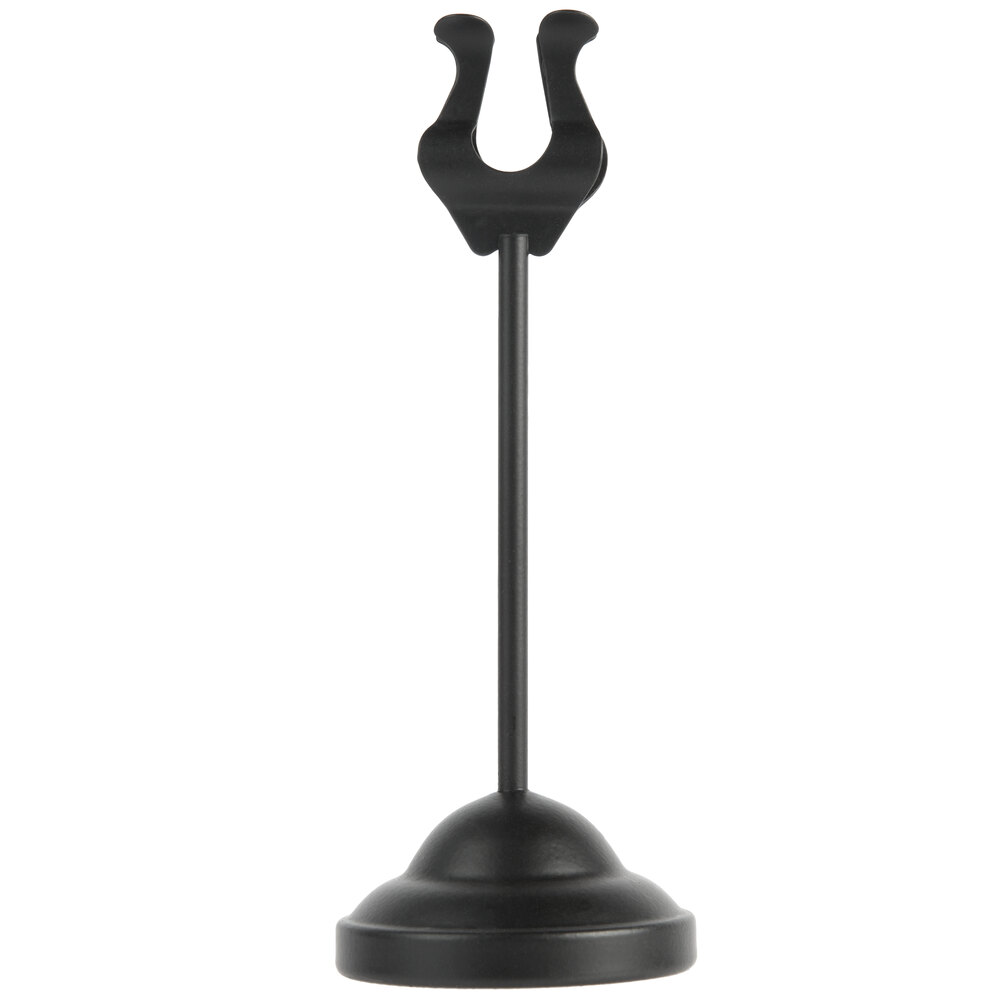 American Metalcraft HPBL6 6" Black Harp Card Holder with Weighted Base