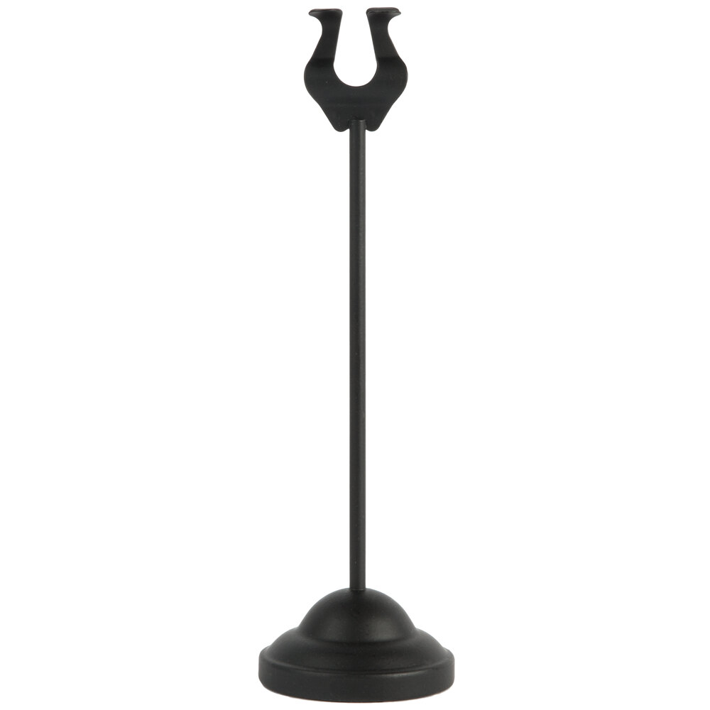 American Metalcraft HPBL8 8" Black Harp Card Holder with Weighted Base