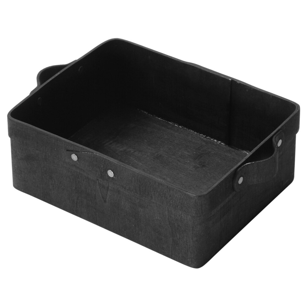 American Metalcraft PWBB10 8 1/2" x 5 3/4" Rectangular Black Poplar Wood Basket