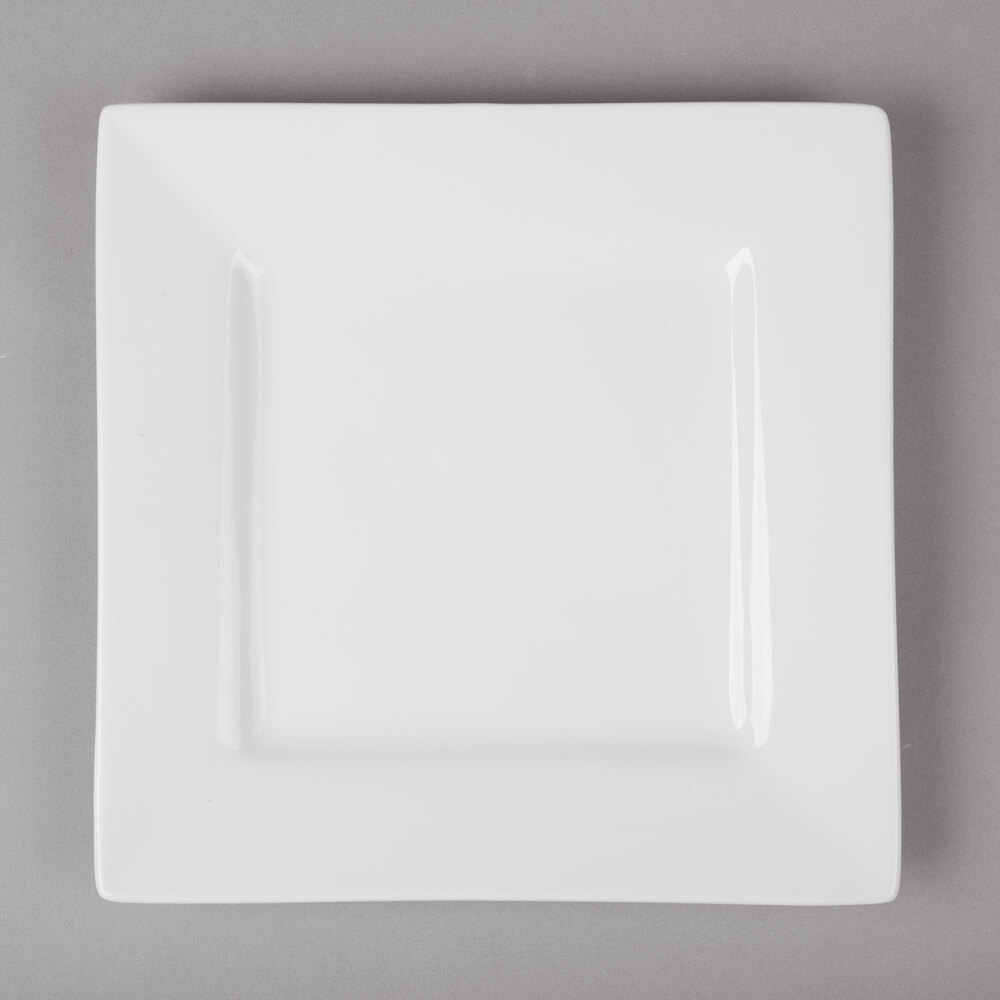 10 Strawberry Street WEL-8SQ Whittier Elite 8 1/4" White Square Porcelain Salad / Dessert Plate - 36/Case