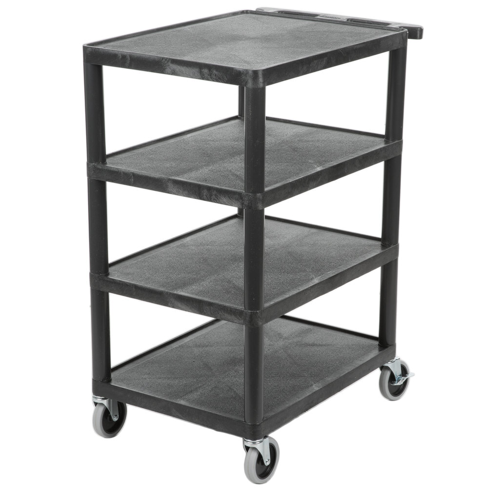 Luxor BC45-B Black 4 Shelf Serving Cart - 18" x 24" x 39"