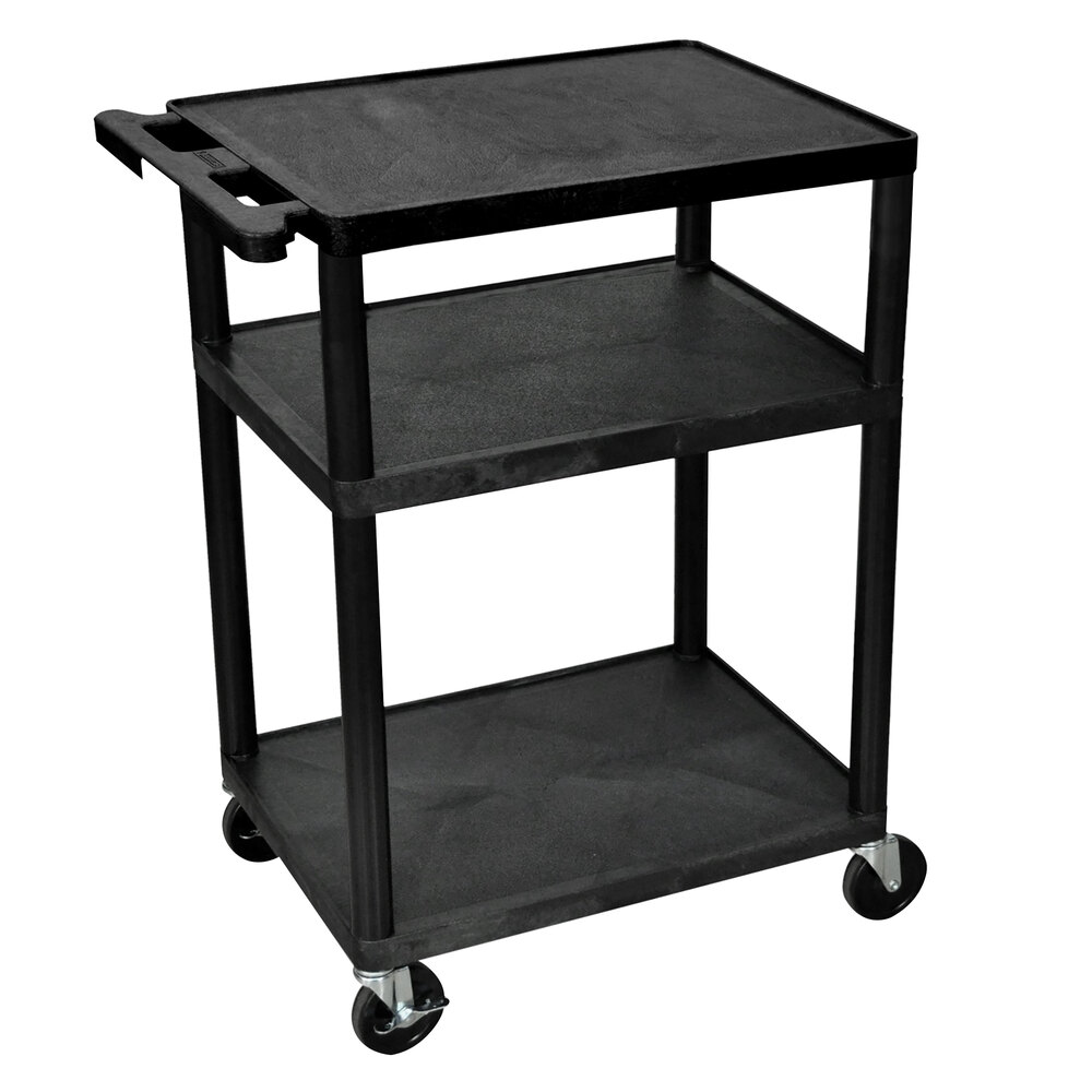 Luxor LP34-B 3 Shelf A/V Cart - 24" x 18" x 35 1/4"