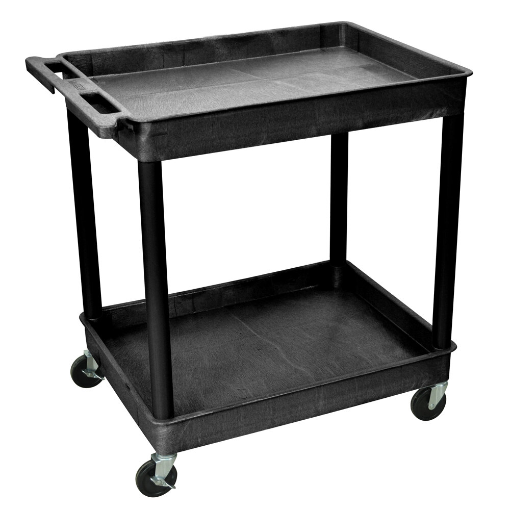 Luxor TC11-B Black 2 Tub Utility Cart - 24" x 32" x 37 1/2"