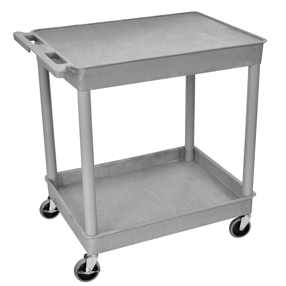 Luxor TC21-G Gray 1 Tub, 1 Shelf Utility Cart - 24" x 32" x 35 3/4"