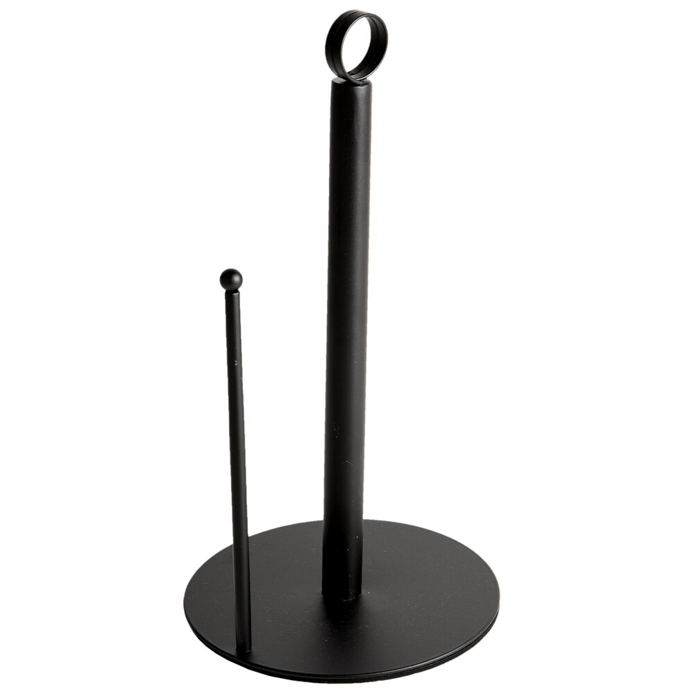 American Metalcraft PTBR 7" x 13" Black Contemporary Round Paper Towel Holder with Card Holder