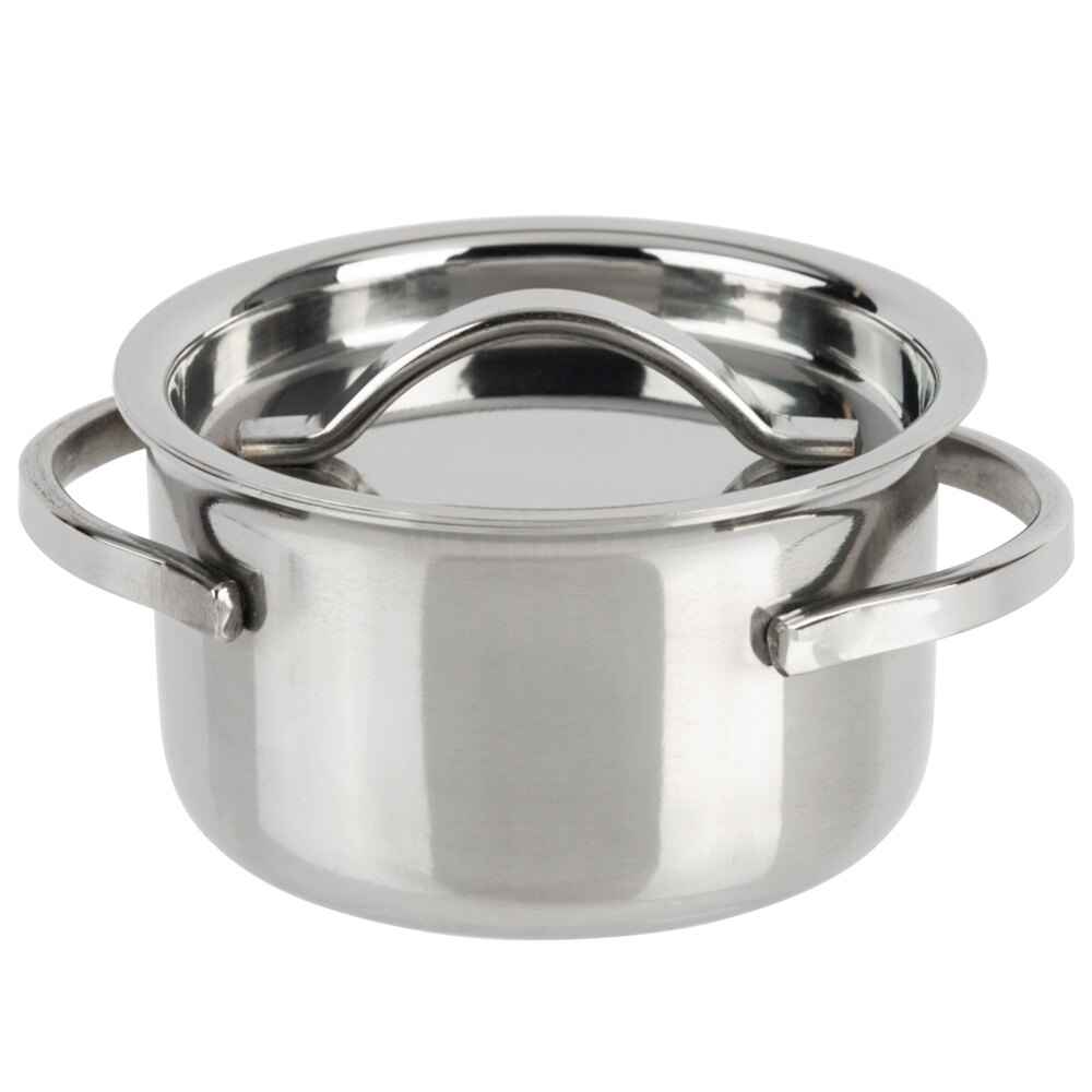 American Metalcraft MPL4 4 oz. Mini Stainless Steel Pot and Lid