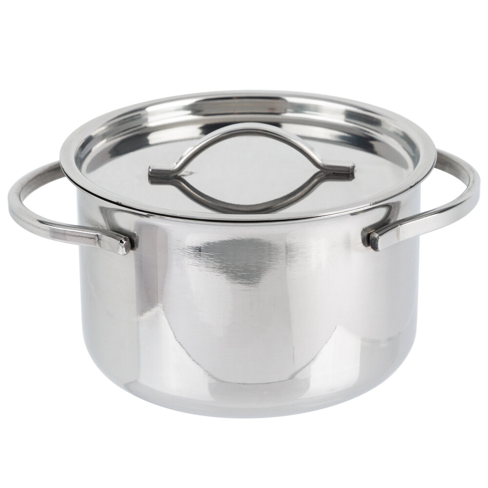 American Metalcraft MPL14 14 oz. Mini Stainless Steel Pot and Lid