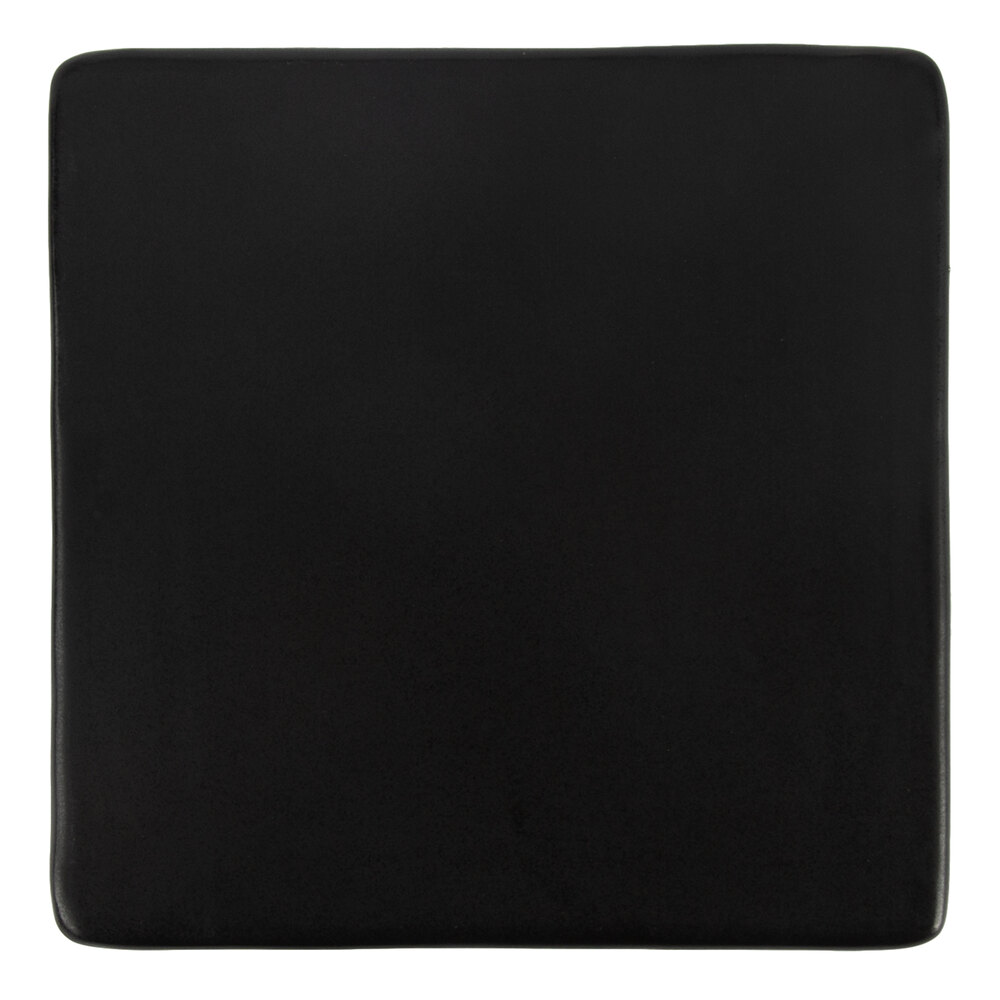 Acopa 6" Square Matte Black Stoneware Flat Plate - 12/Case
