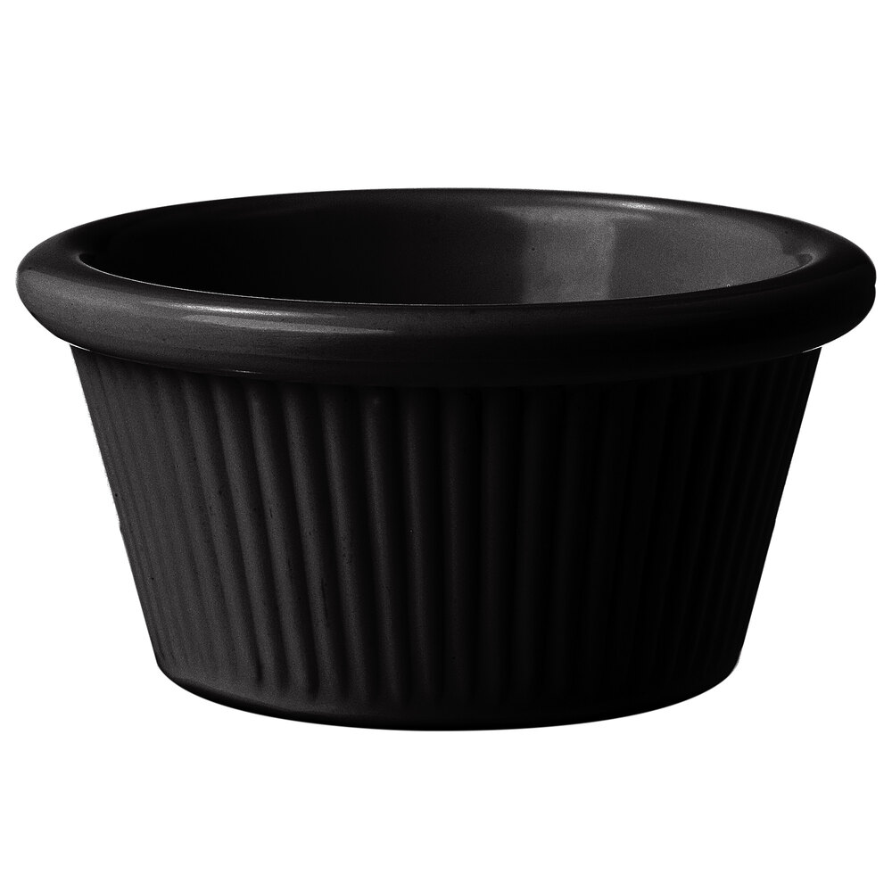 GET RM-387-BK 2 oz. Black Fluted Melamine Ramekin - 48/Case