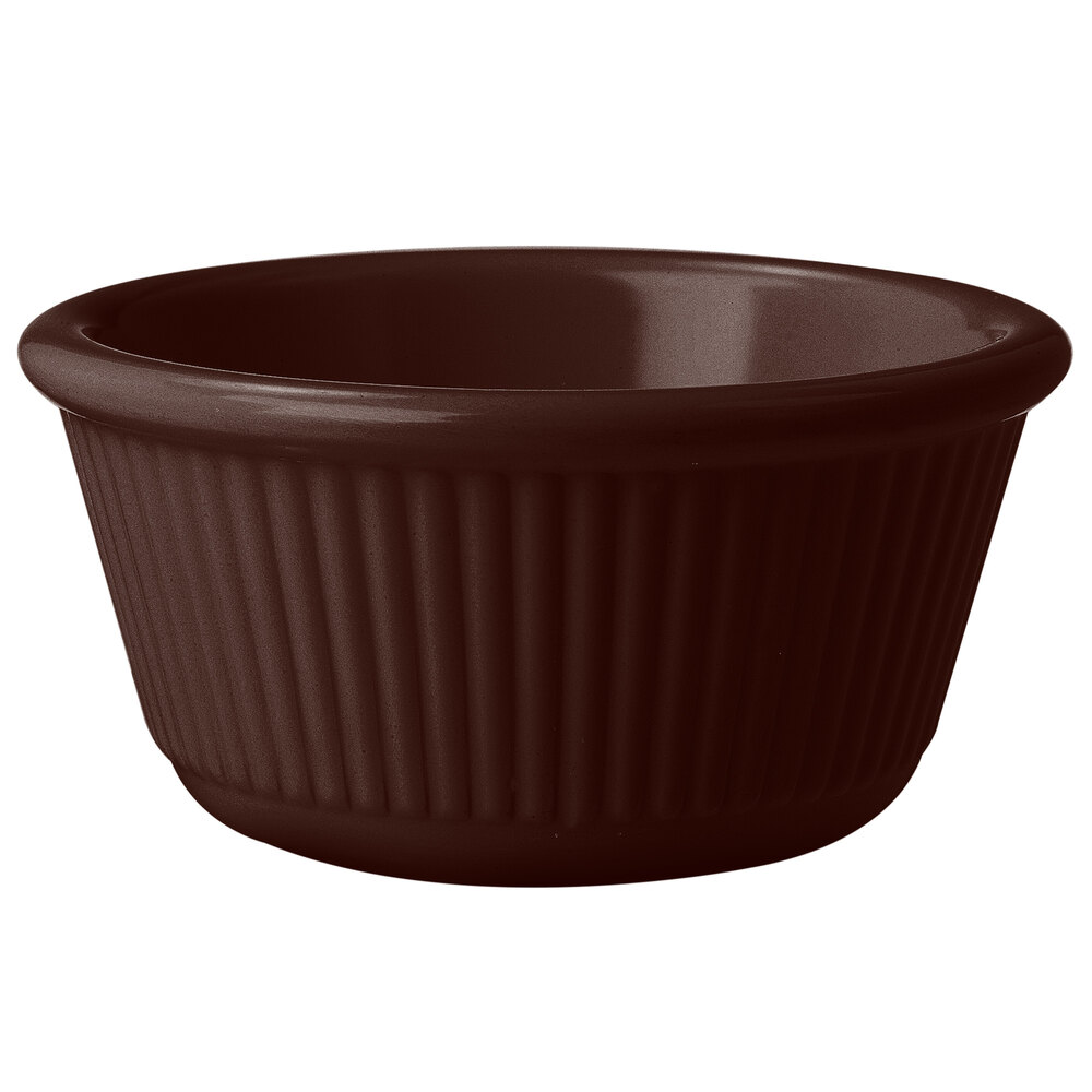 GET RM-389-BR 3 oz. Brown Fluted Melamine Ramekin - 48/Case