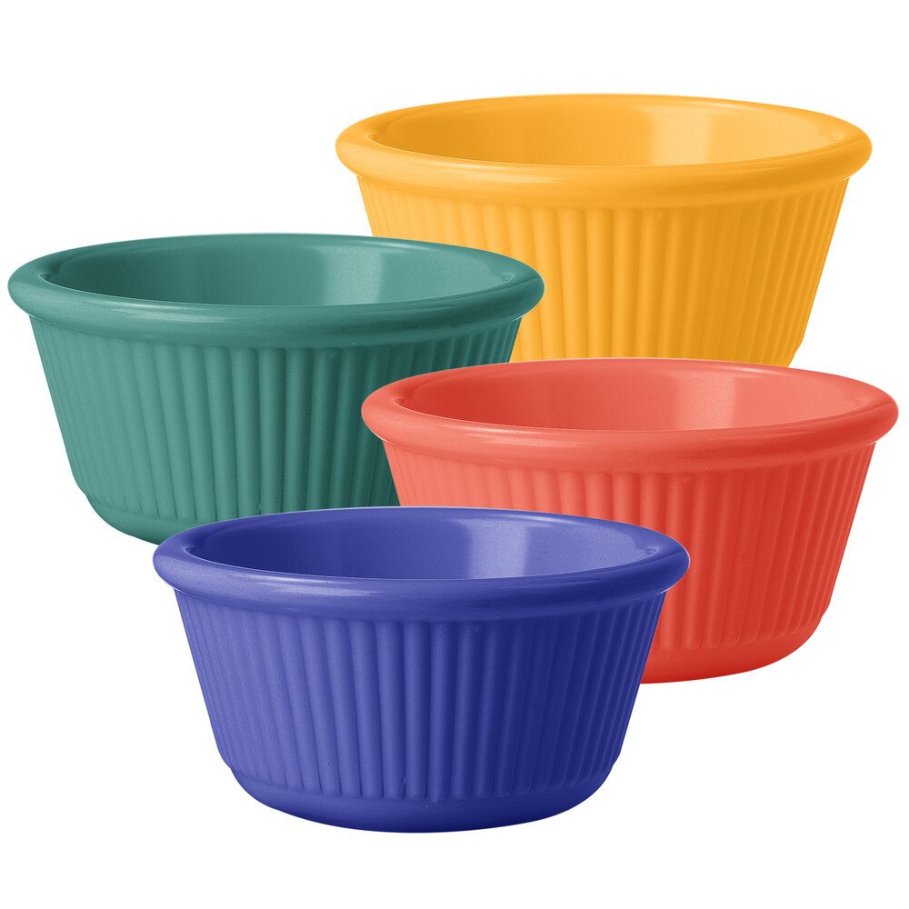 GET RM-389-MIX 3 oz. Assorted Colors Fluted Melamine Ramekin - 48/Case