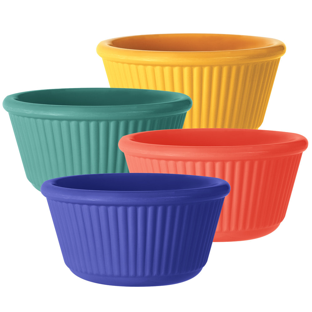 GET RM-401-MIX 4 oz. Assorted Colors Fluted Melamine Ramekin - 48/Case