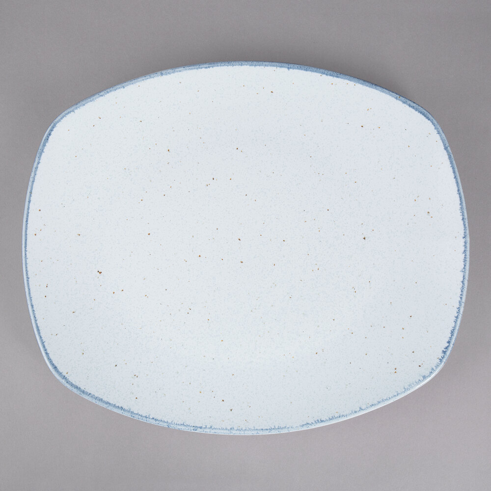 10 Strawberry Street ARCTIC-24REC Arctic Blue 12 1/4" x 10 1/2" Rectangular Porcelain Platter - 12/Pack