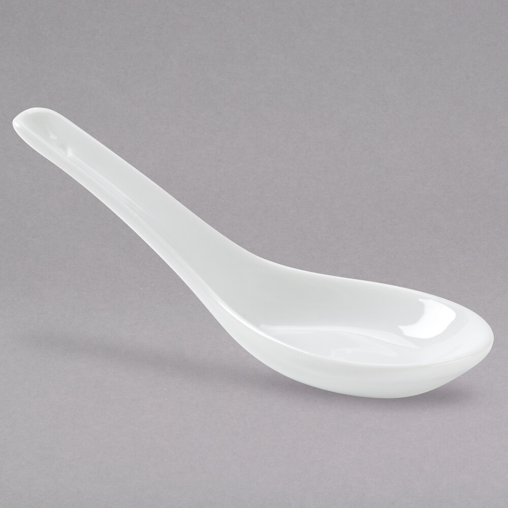 10 Strawberry Street WTR-SPOON Whittier 5 1/4" White Porcelain Chinese Wonton Spoon - 36/Case