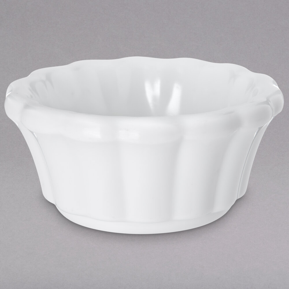 Carlisle 4394302 2 oz. White Scalloped Melamine Ramekin - 48/Case