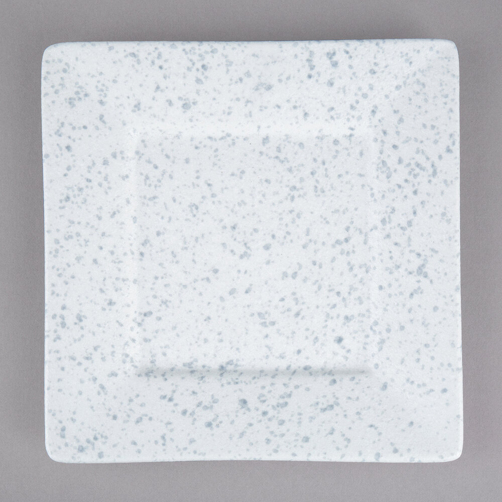 10 Strawberry Street WTR-6SQ-BS Blue Speckled 6 3/8" Square Porcelain Bread and Butter Plate - 36/Case