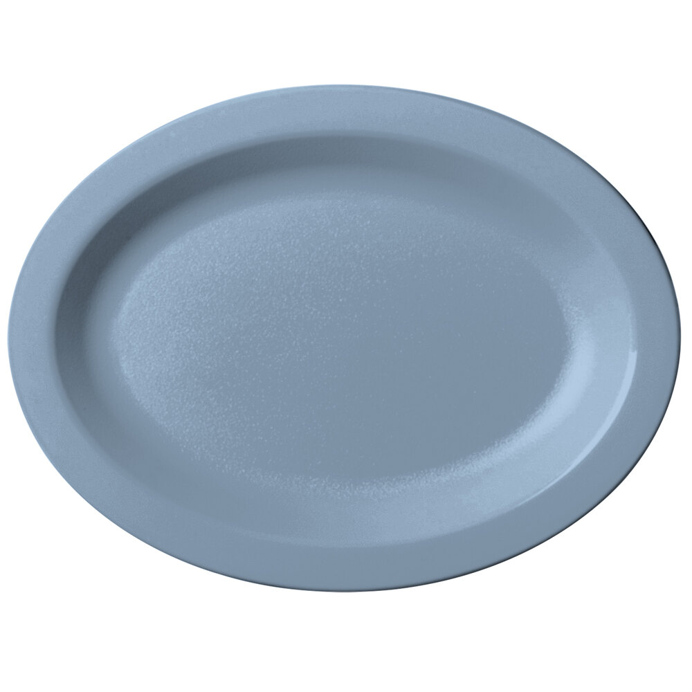 Cambro 120CWP401 Camwear® 12" x 9" Slate Blue Polycarbonate Narrow Rim Platter - 24/Case