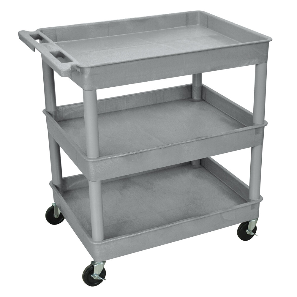 Luxor TC111-G Gray 3 Tub Utility Cart - 24" x 32" x 38 1/2"