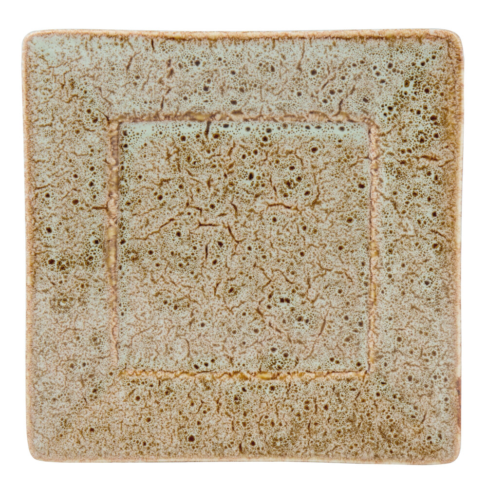 10 Strawberry Street WTR-6SQ-TE Tiger Eye 6 3/8" Square Porcelain Bread and Butter Plate - 36/Case