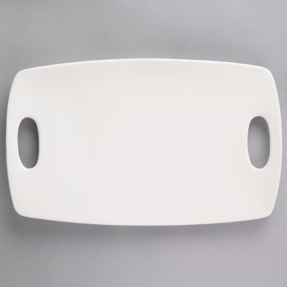 10 Strawberry Street HLD-15-9RECHNDPLTR Highland 15" x 9" White Porcelain Coupe Platter - 8/Case