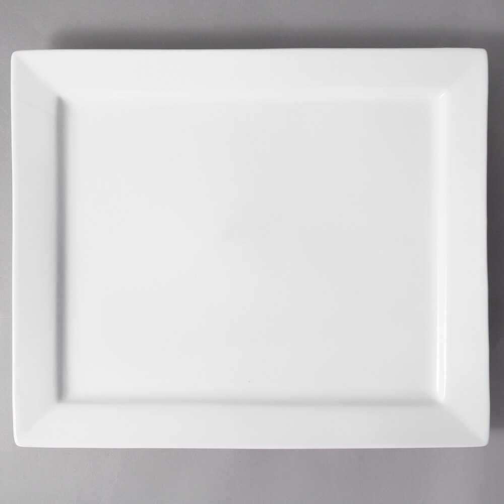 10 Strawberry Street WTR-17-15REC Whittier 17 1/4" x 14 5/8" White Rectangular Porcelain Platter - 3/Case
