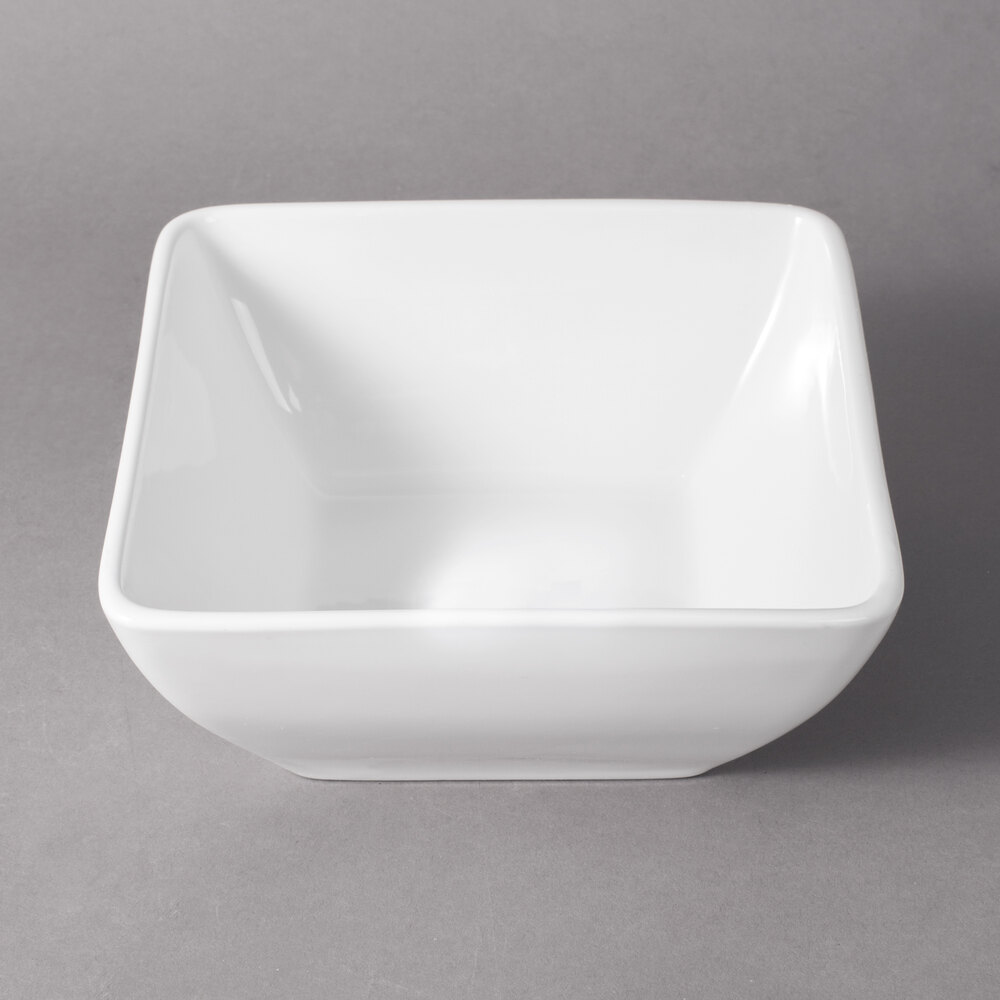 10 Strawberry Street WTR-7SQBWL Whittier 24 oz. White Square Porcelain Bowl - 24/Case