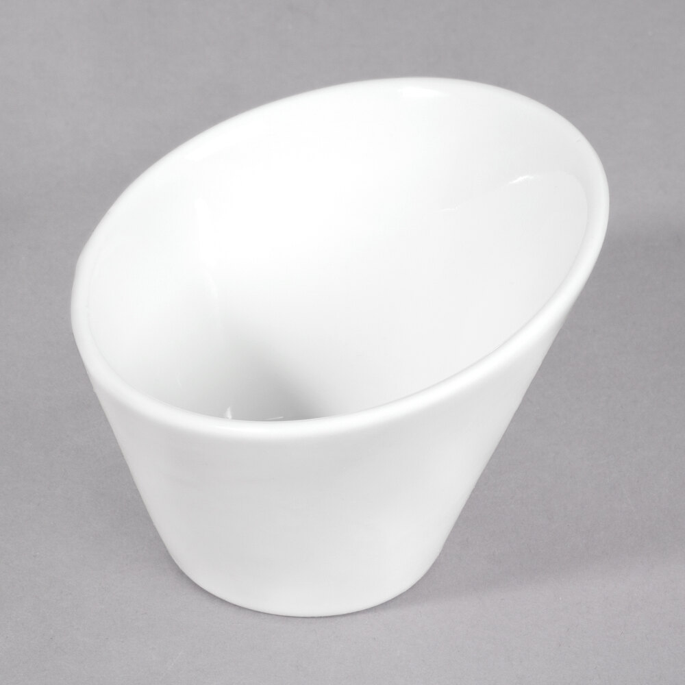 10 Strawberry Street WTR-3SLNTBWL Whittier 2 oz. White Porcelain Tall Slant Bowl - 36/Case
