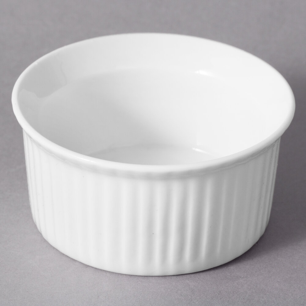 10 Strawberry Street WTR-2SUF Whittier 2 oz. White Porcelain Fluted Ramekin - 48/Case