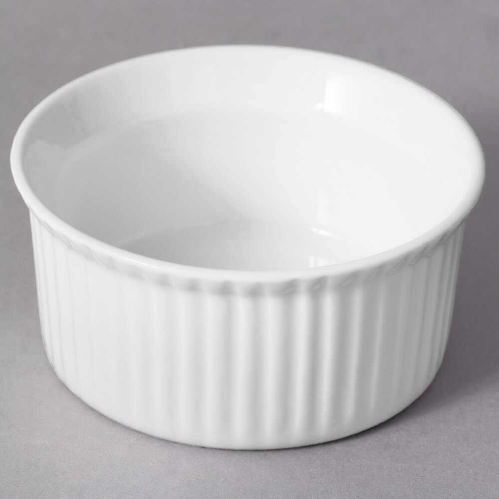 10 Strawberry Street WTR-3SUF Whittier 3 oz. White Porcelain Fluted Ramekin - 48/Case