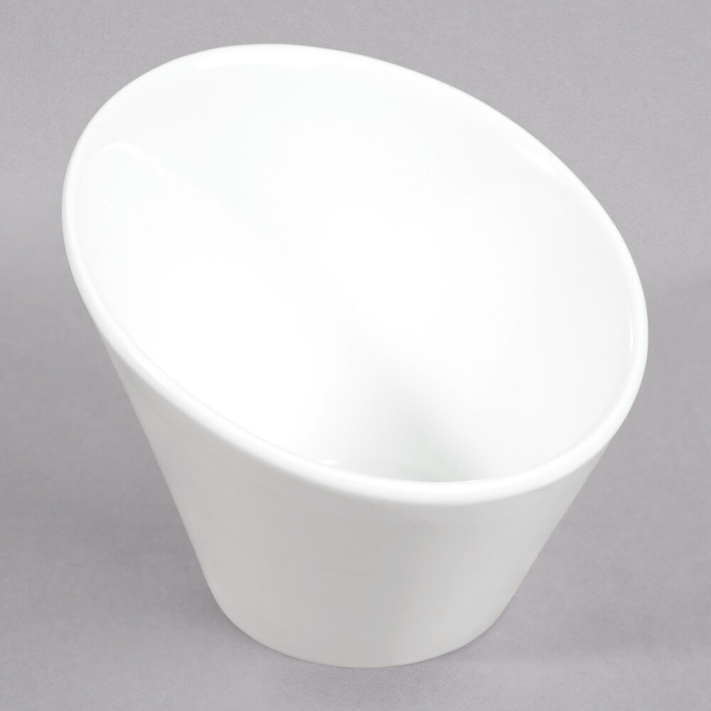 10 Strawberry Street WTR-4SLNTBWL Whittier 4 oz. White Porcelain Tall Slant Bowl - 36/Case